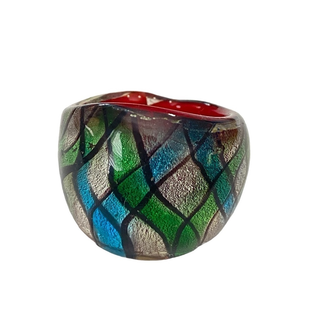 Geometric Murano Glass Ring Size 7